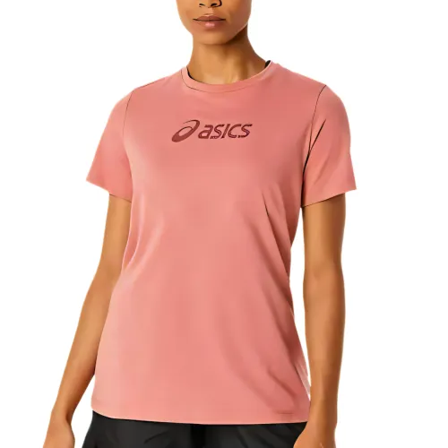 ASICS T Shirts Women's Pomegranate Red Crew Neck Moderate