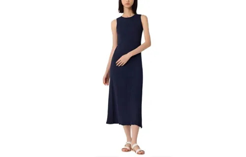 UNIQLO X INES DE LA FRESSANGE UNIQLO X Ines De La Fressange Sleeveless Dresses Women's Navy Blue Crew Neck Moderate Long