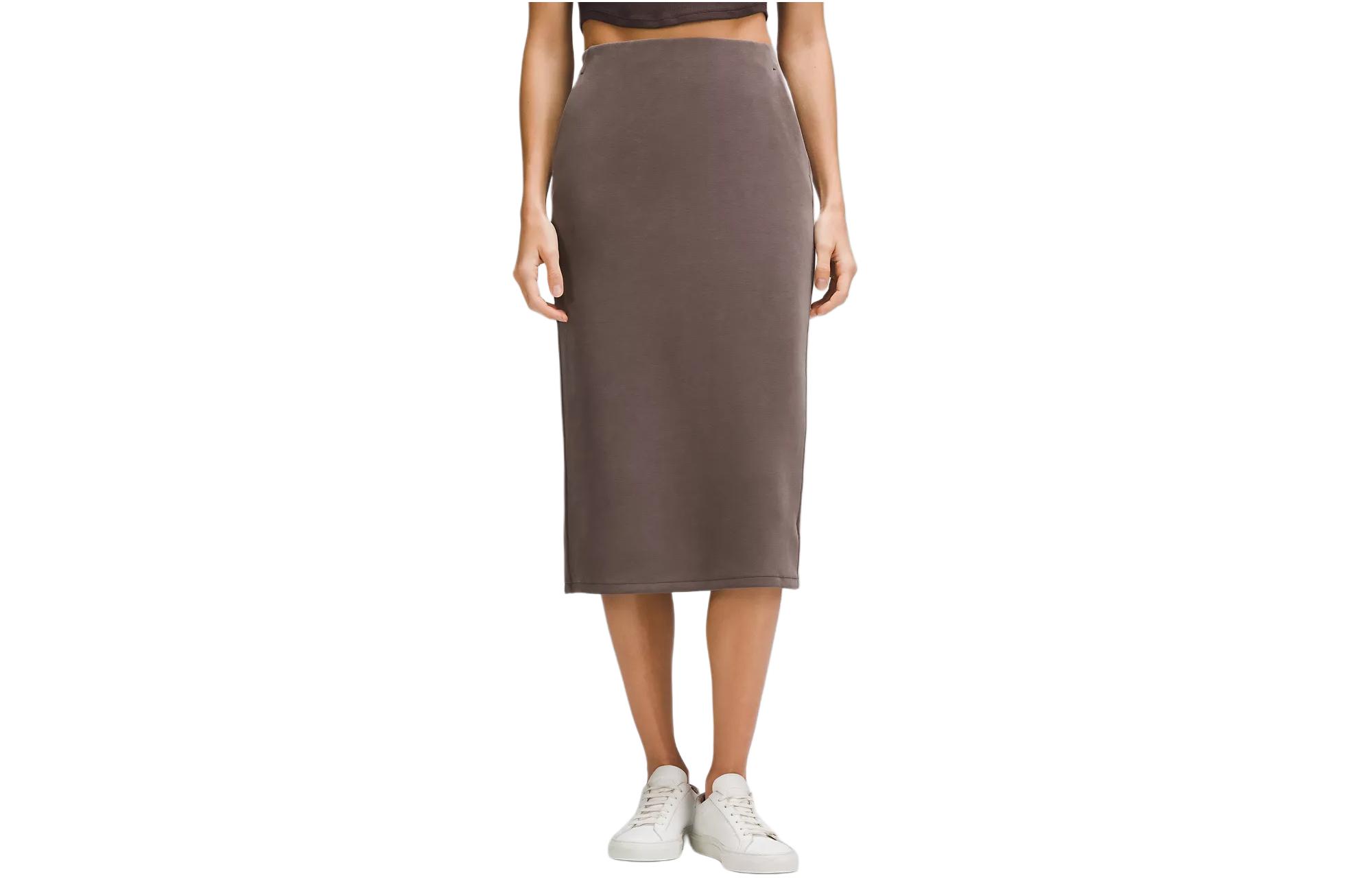 Lululemon solid color high waist mid-length casual long skirt for women