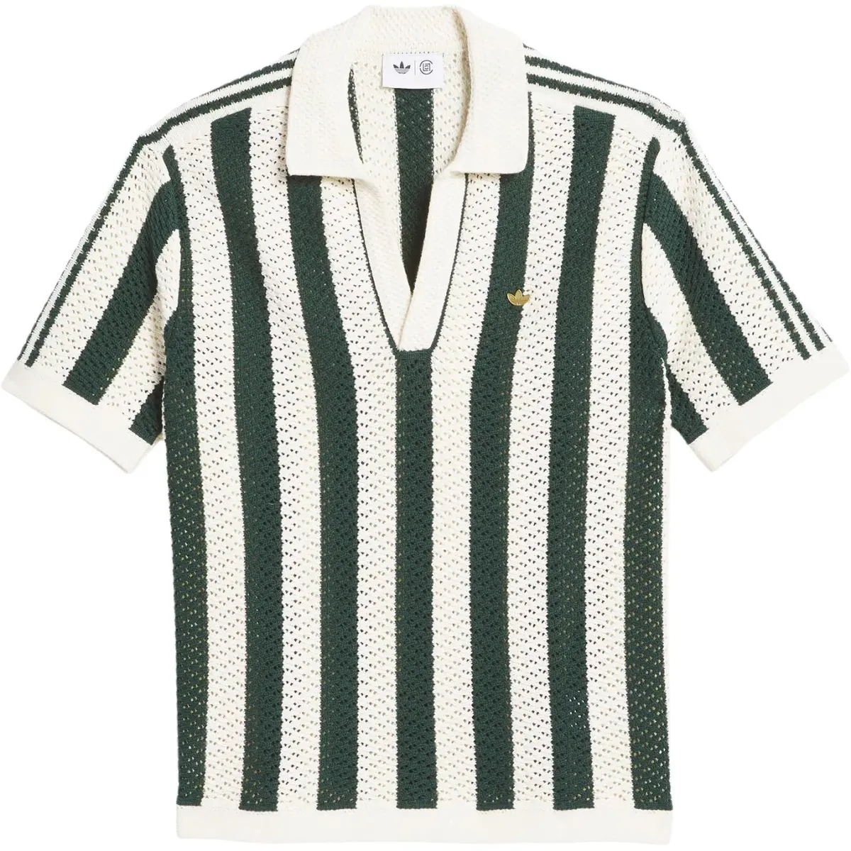 Adidas Originals x Clot flag label striped-pattern polo shirt