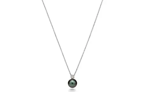 TIFFANY & CO. 18K White Gold, Pearl, Diamond Necklaces Unisex Silver