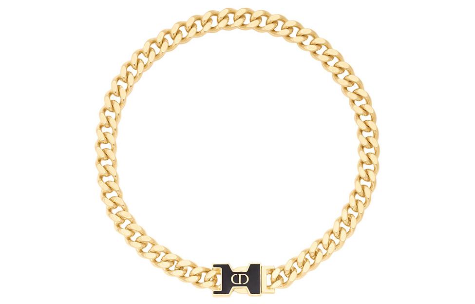 DIOR Dior 30 Montaigne black lacquered decorative "CD" logo functional buckle metal necklace women's