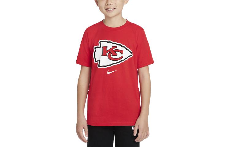 Nike Children's Clothing NFL Kansas City Chiefs Color Block Letter Print Short Sleeve T-Shirt Children's Style University Red