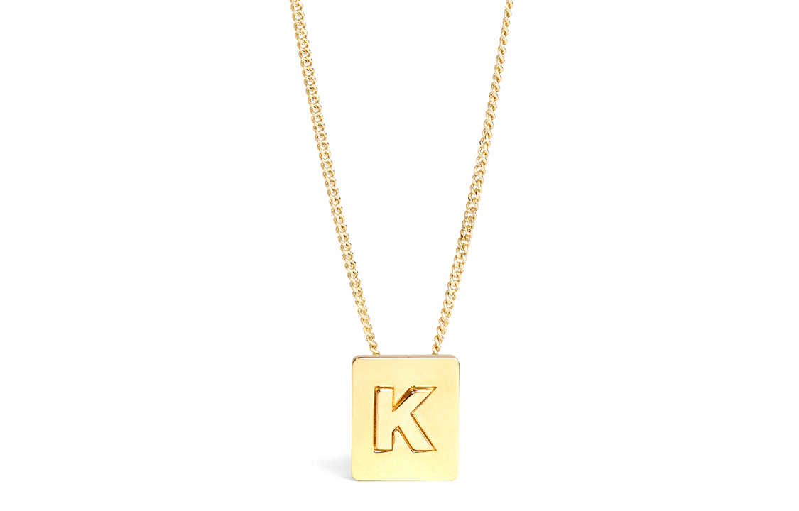 CELINE Celine, brass golden necklace with letters for men and women, letter K, for beloved
