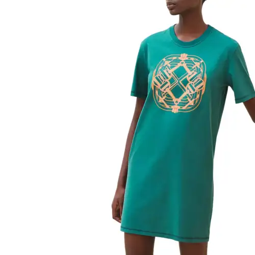 HERMES FW24 Short Sleeved Dress Women's Green