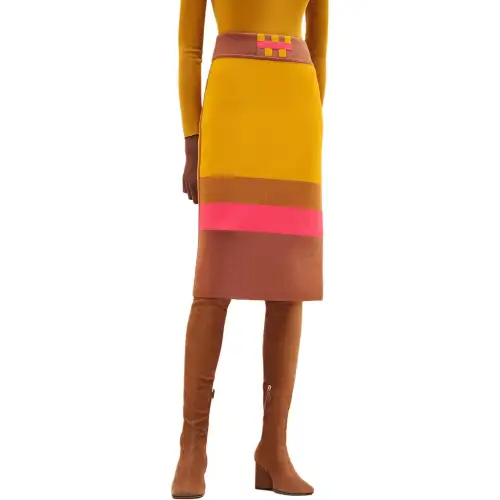 HERMES Casual Long Skirt Women's Yellow