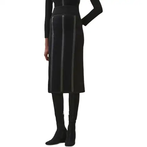 HERMES Casual Long Skirt Women's Black