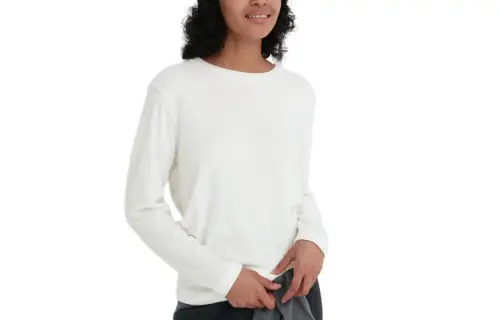 UNIQLO Knitwear Women's 01 Ivory Crew Neck Moderate Base Layer