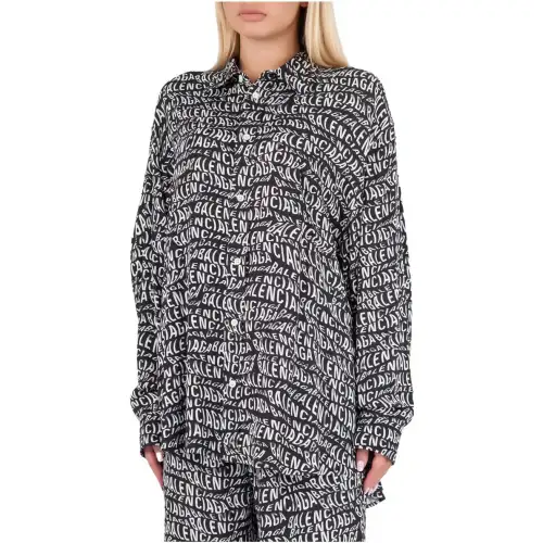 Balenciaga Shirts Women's Black Lapel Moderate Shirt