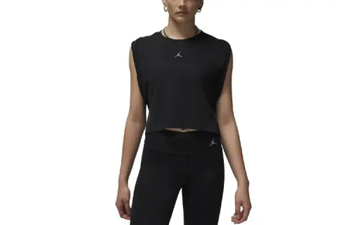 Jordan ESSENTIALS Tank Tops Women's Black Crew Neck Moderate Straight Fit