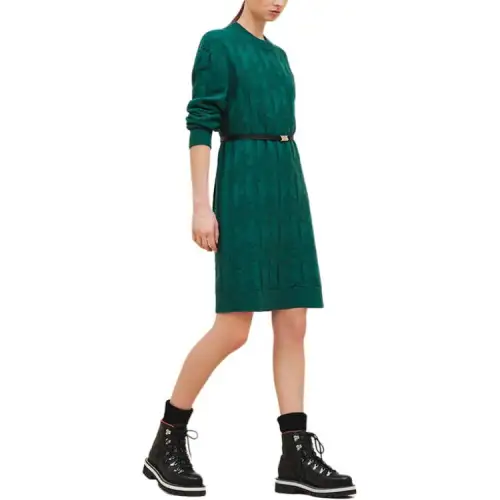HERMES FW24 Long Sleeved Dress Women's Green