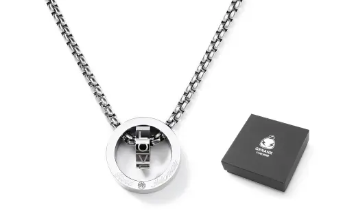GENANX Titanium Steel Necklaces Unisex Silver White
