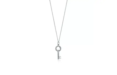 TIFFANY & CO. Keys 18K White Gold With Diamond Necklaces Women's Silver