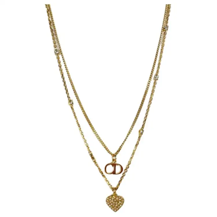 DIOR Clair Crystal Necklaces Women's Gold