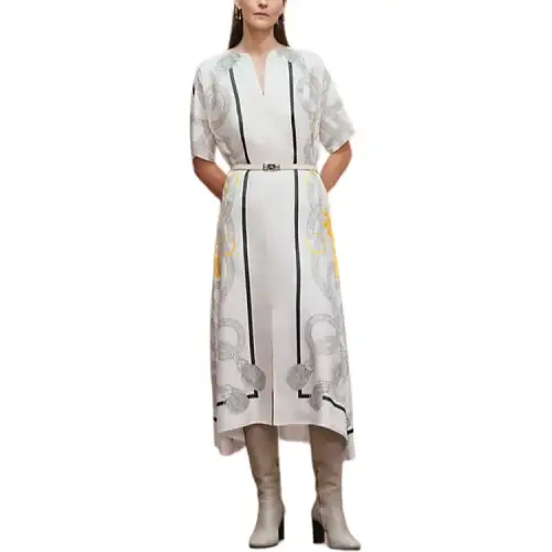 HERMES Short Sleeved Dress Women's White