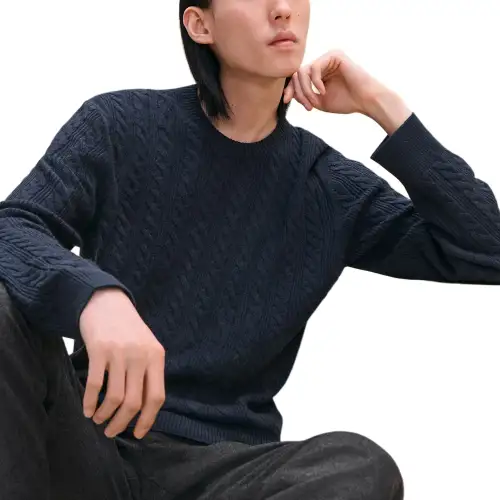 HERMES Cashmere Sweater Men's Marine Blue