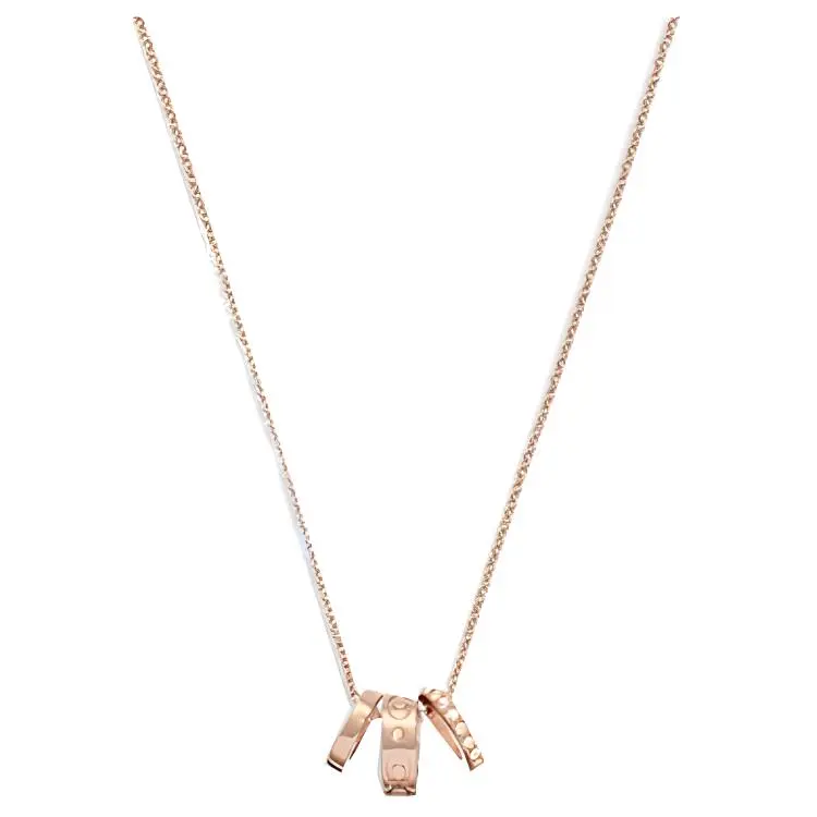 COACH Glass Brass Necklaces Women's Rose Gold