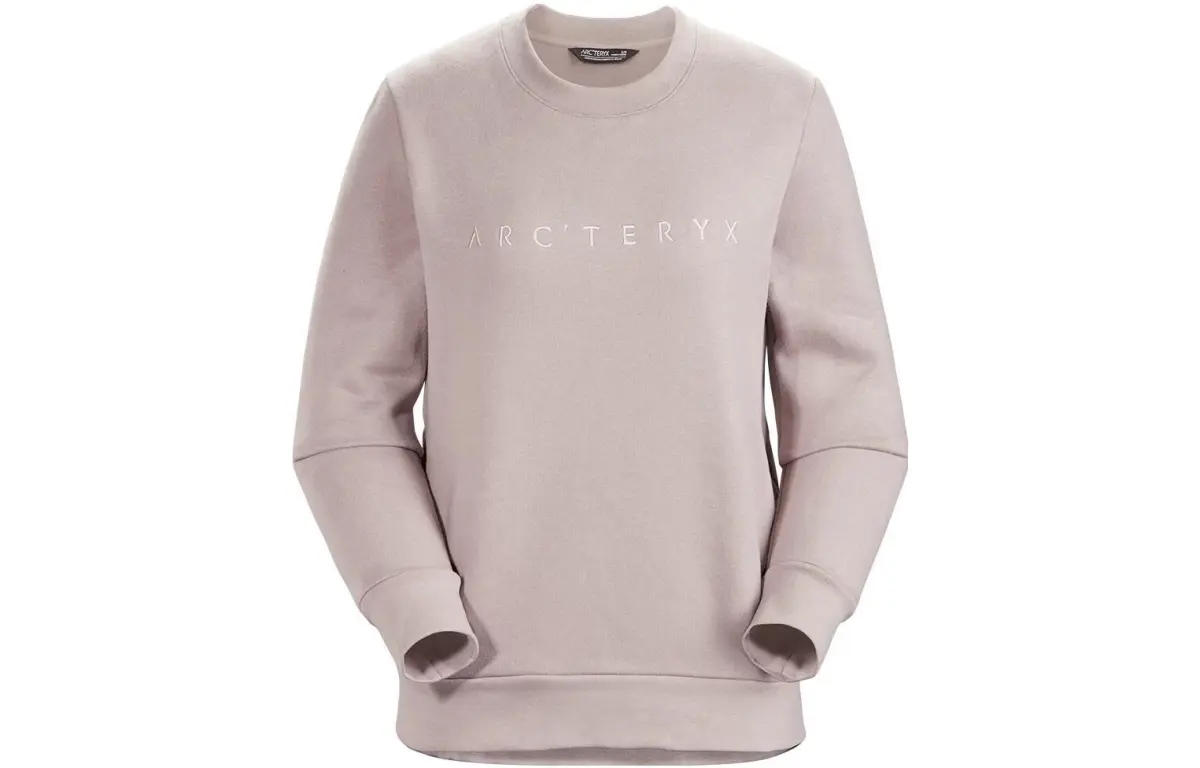 Arc'teryx MOTUS Arc'teryx Word Crew Women's Letter Embroidery Fleece-Lined Pullover Sweatshirt Women's Pink