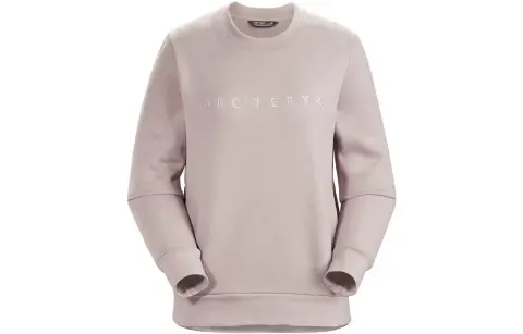 Arc'teryx MOTUS Arc'teryx Word Crew Women's Letter Embroidery Fleece-Lined Pullover Sweatshirt Women's Pink