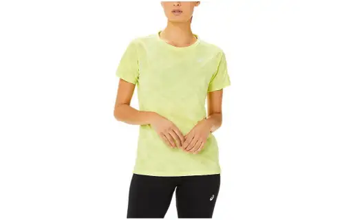 ASICS LITE SHOW T Shirts Women's Yellow Crew Neck Moderate Straight Fit