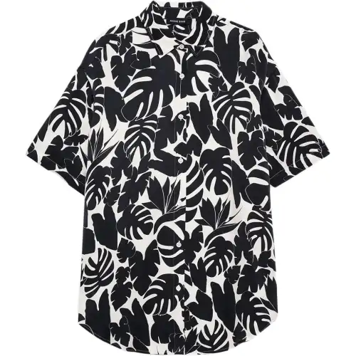 Anine Bing SS25 loose bird of paradise print button short-sleeved shirt for women