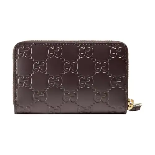 GUCCI Cow Leather Wallet Women's Brown