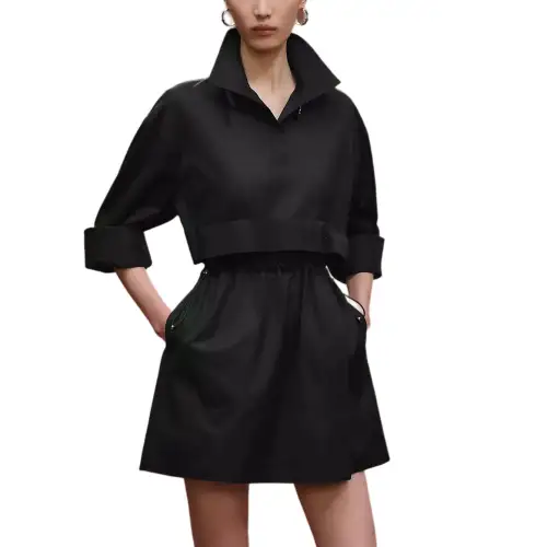 HERMES Long Sleeved Dress Women's Black