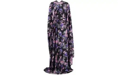 Balenciaga Floral Print Pleated Dress