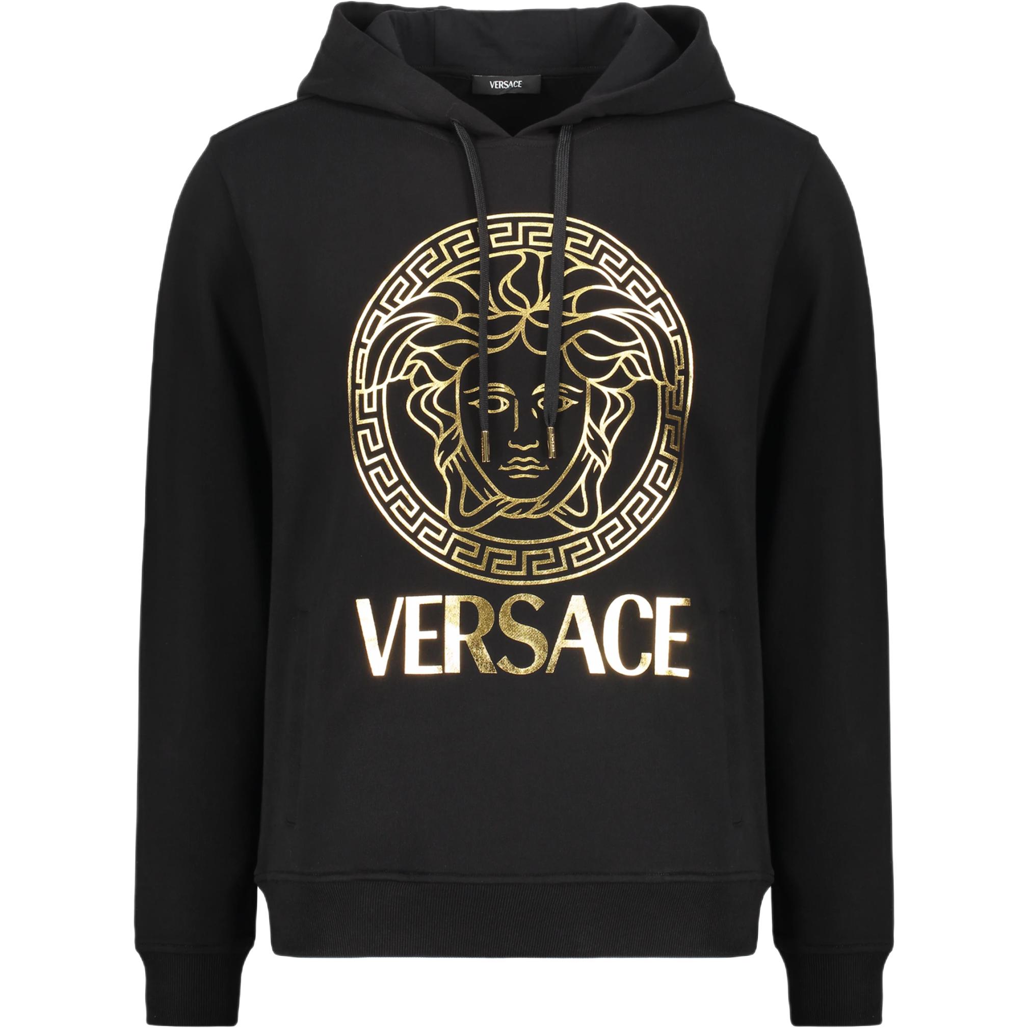 Мужское худи Versace с логотипом (черное)