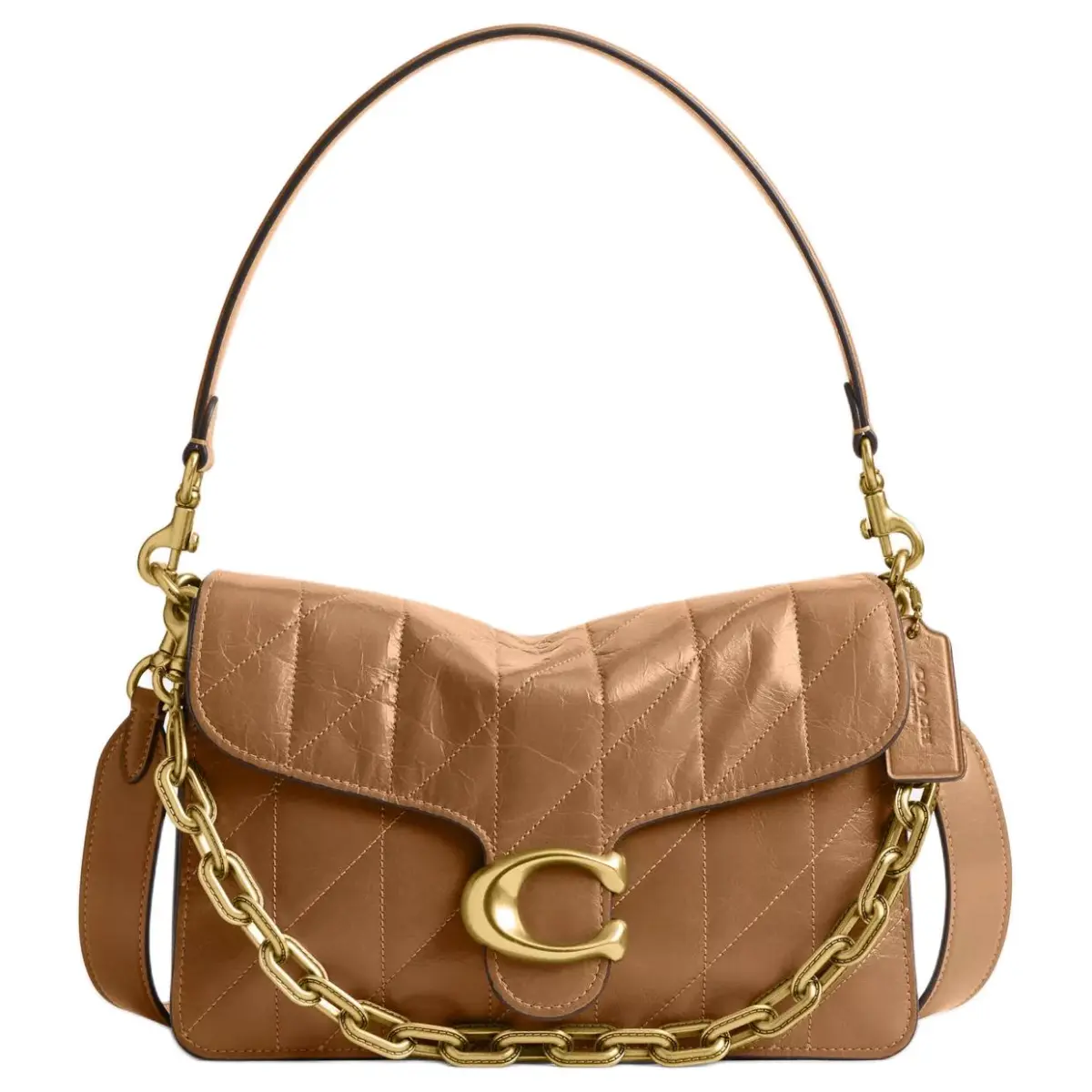 COACH ChainTabby Cow Leather Shoulder Bag Medium Women's Mel Brown