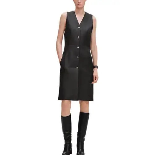 HERMES Sleeveless Dress Women's Black