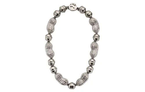 GUCCI Interlocking Metal Necklaces Unisex Silver