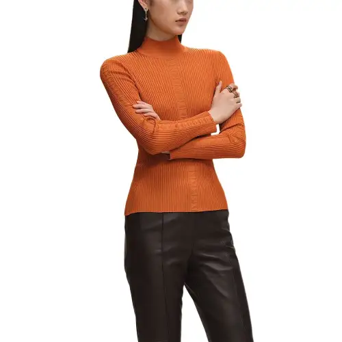HERMES Knitwear Women's Orange Turtleneck Moderate