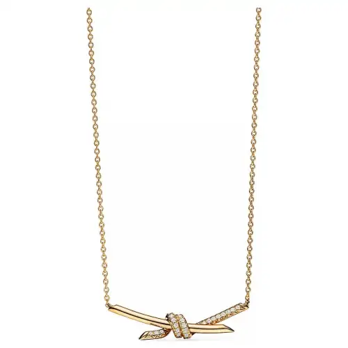 TIFFANY & CO. Knot 18K Gold Diamond Necklaces Women's