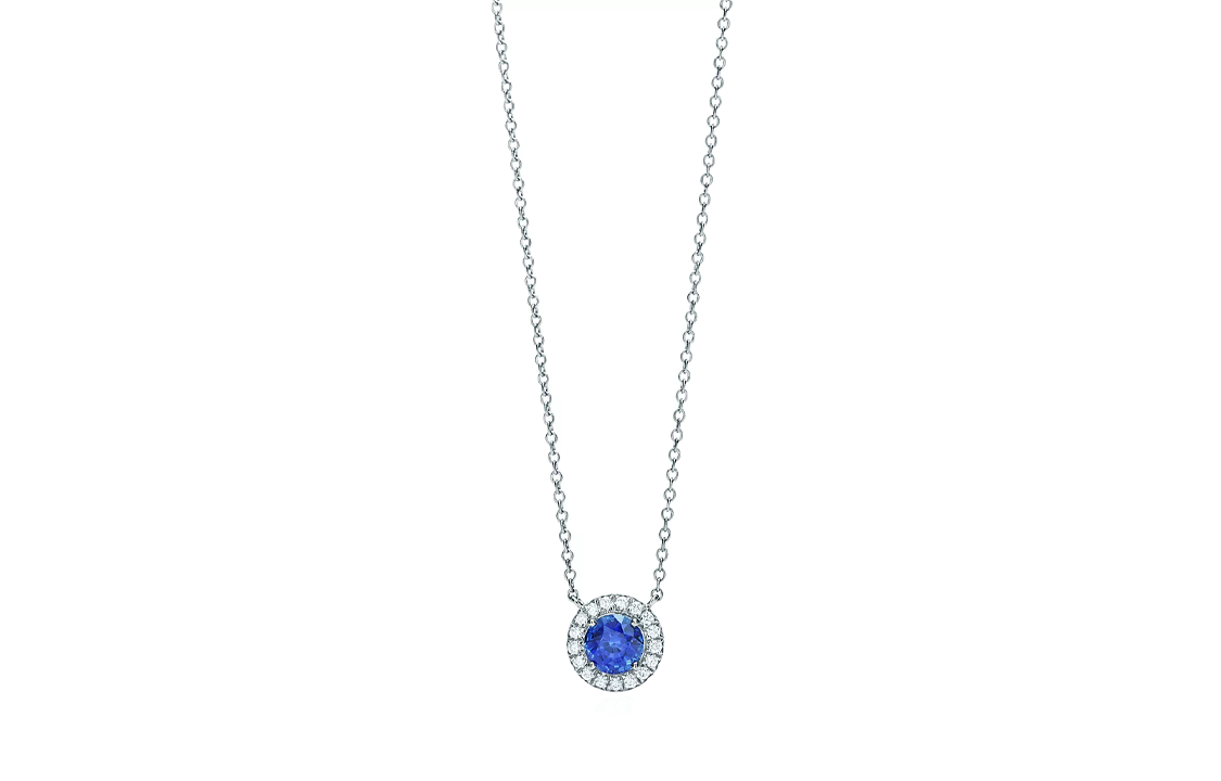 TIFFANY & CO. Tiffany Tiffany Soleste Series Inlaid Design Platinum Sapphire Diamond Necklace Women's Silver
