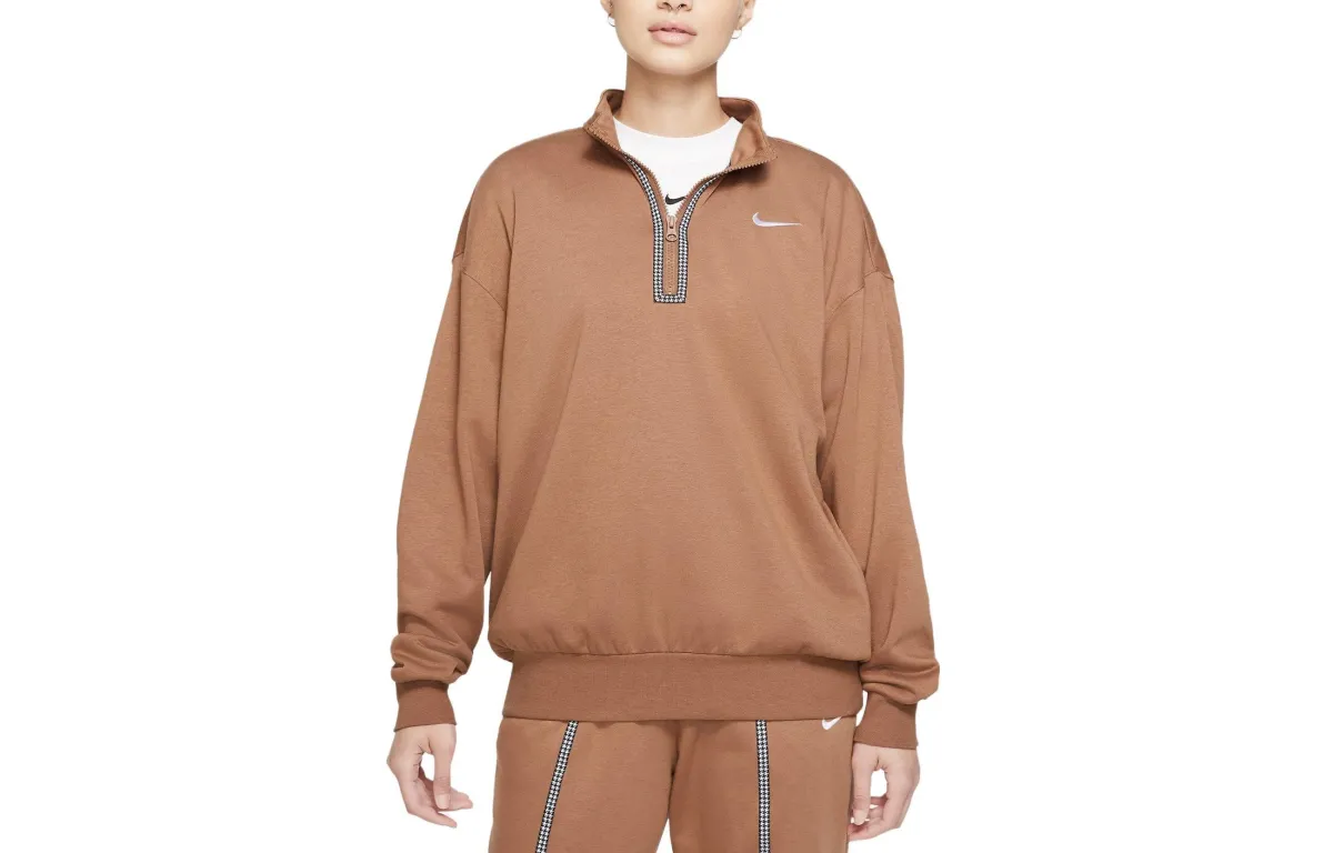Nike Sweatshirts Women's Ancient Brown/(White) Stand Collar Moderate Other