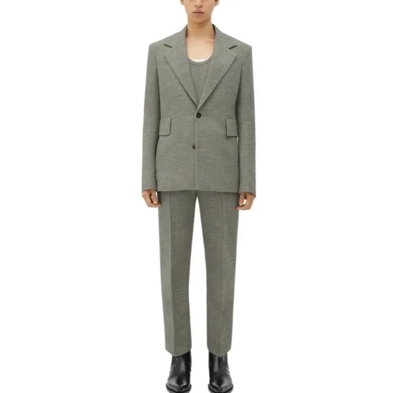 Bottega Veneta Business Suits Men's Green Suit Collar Moderate Business Suit