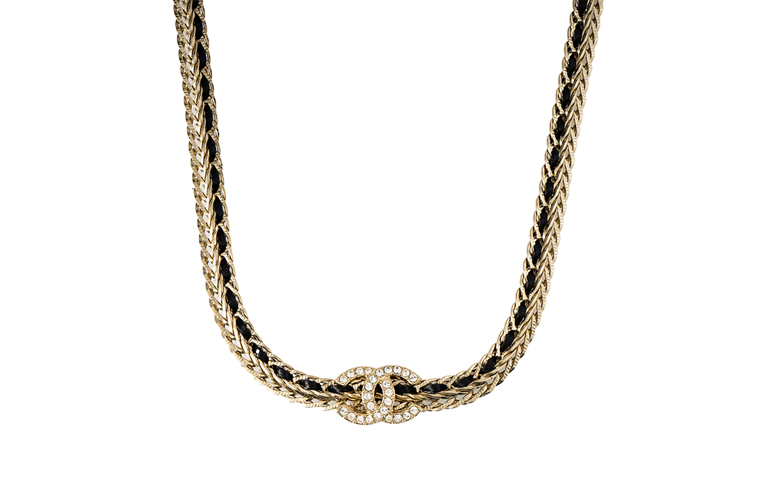 Женское колье Chanel (черно-золотое)