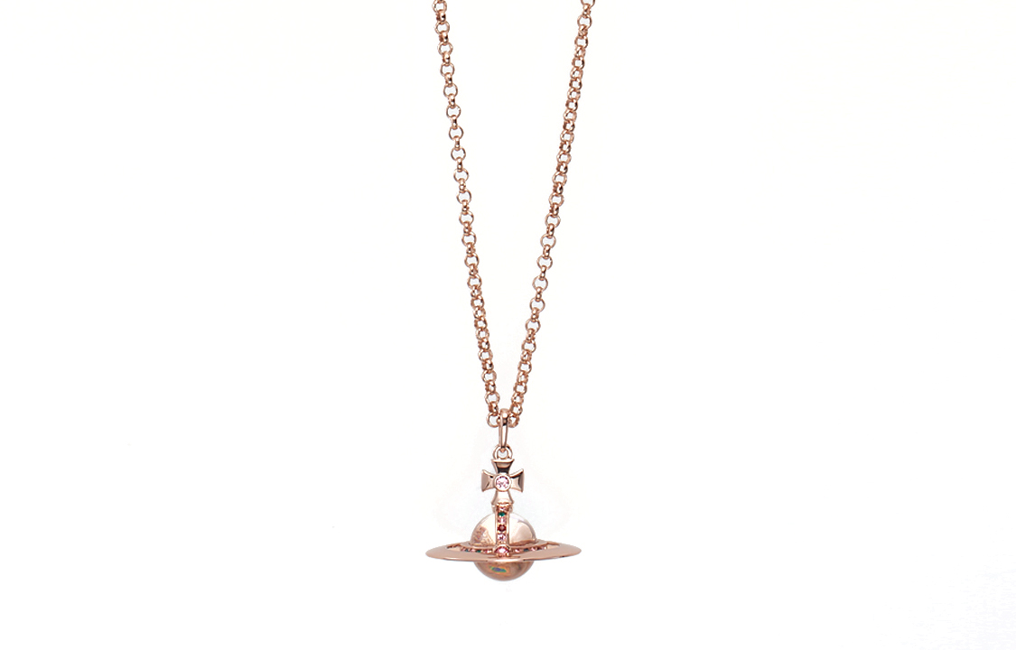 Vivienne Westwood Geometric brass golden necklace, women's style, pink gold