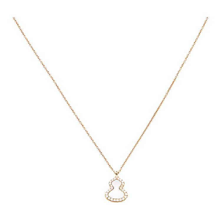Qeelin Kirin Wulu series diamond and mother-of-pearl gourd necklace for women