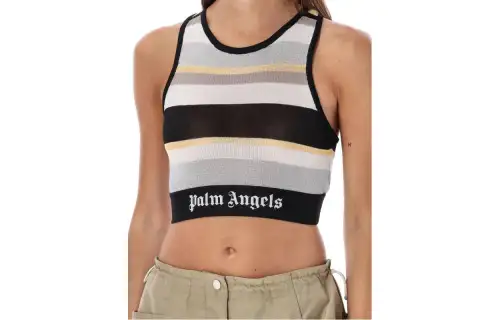 Palm Angels striped lurex-detailing crop top