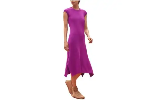 HERMES Sleeveless Dresses Women's Purple Crew Neck Moderate Long