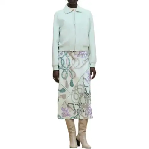 HERMES Jackets & Coats Women's Brown Green