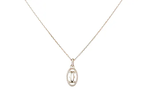 Cartier 2010 18kt Rose Gold Double C Diamond Necklace