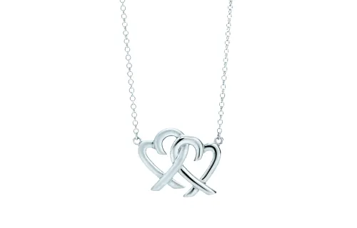 Tiffany PALOMA PICASSO series irregular love double-ring buckle pendant 925 silver hollow double heart pendant necklace