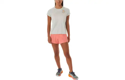 ASICS FUJITRAIL T Shirts Women's White Crew Neck Moderate Straight Fit
