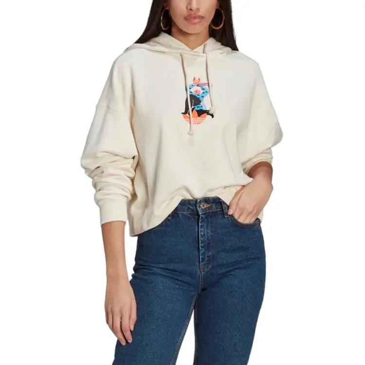 Adidas Sweatshirts Women's Ecru Hooded Moderate Other