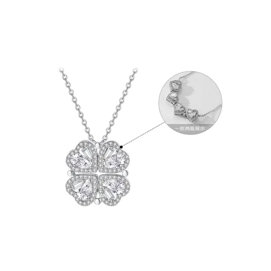 CHOW TAI SENG 925 Sterling Silver Synthetic Cubic Zirconia Necklaces Women's Silver
