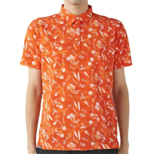 FILA Shirts Men's Orange Lapel Moderate Hawaii
