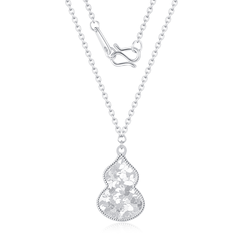 Chinese jewelry SINO GEM broken ice gourd set chain, good fortune, good luck, peace and good luck, sweet forest style, high-end and exquisite, clavicle chain #good luck, platinum necklace, same style for men and women, couple style